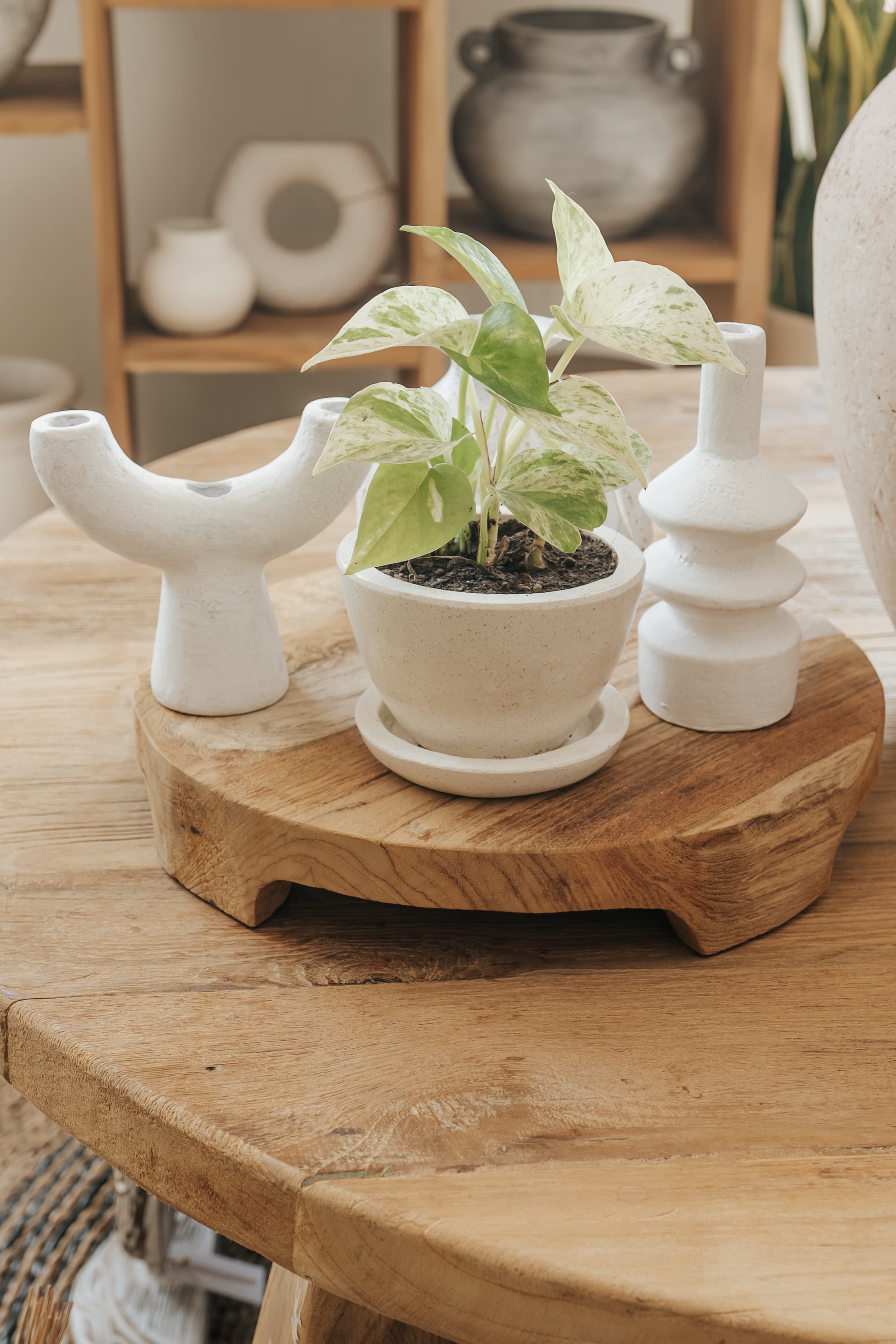 Handmade ceramic vases in earthy tones